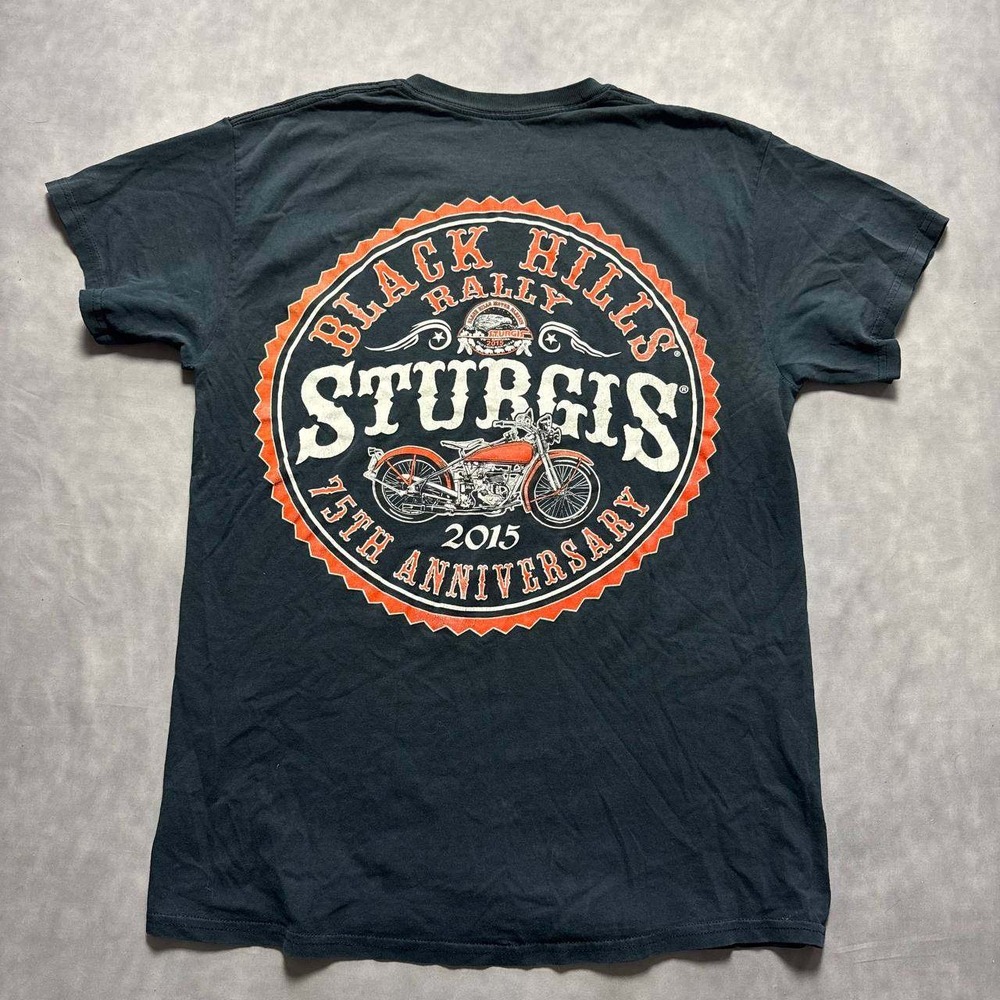 Sturgis 2015 75th Anniversary Black Hills Rally Biker T-Shirt Mens Black M